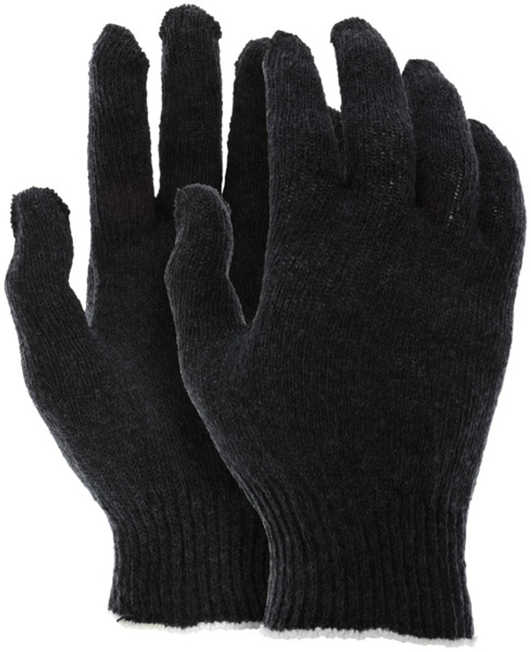 MCR String Knit Work Gloves - 10 Gauge Regular Weight - Black Cotton Polyester - Multi-purpose Gloves - Box of 12