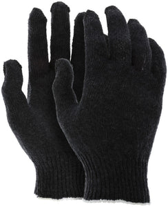 MCR String Knit Work Gloves - 10 Gauge Regular Weight - Black Cotton Polyester - Multi-purpose Gloves - Box of 12