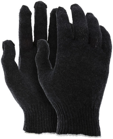 MCR String Knit Work Gloves - 10 Gauge Regular Weight - Black Cotton Polyester - Multi-purpose Gloves - Box of 12