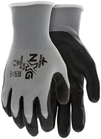 MCR Safety NXG® Work Gloves - 13 Gauge Gray Nylon - Black Nitrile Foam Coated Palm and Fingertips - Box of 12