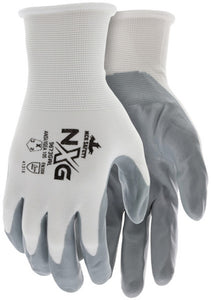 MCR Safety NXG® Work Gloves - 13 Gauge White Nylon Shell - Gray Nitrile Foam Palm and Fingertips - Box of 12