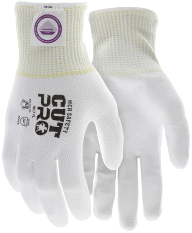 MCR Safety CutPro® - 13 Gauge Dyneema® Diamond Technology Shell - Cut Resistant Work Gloves - White Polyurethane (PU) Coated Palm and Fingertips - Box of 12