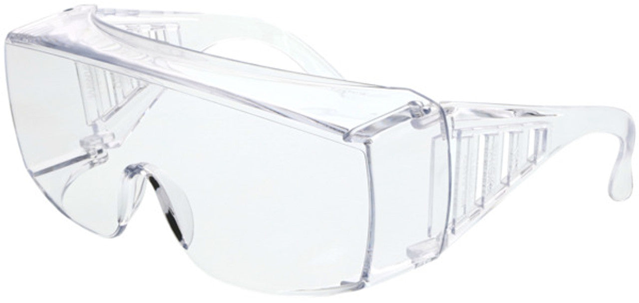MCR 98 Series Safety Glasses - Single Lens Design - Spatula Temples - Integral Side Shields - Clear - Uncoated - Dispenser of 12 - Part# 9800D