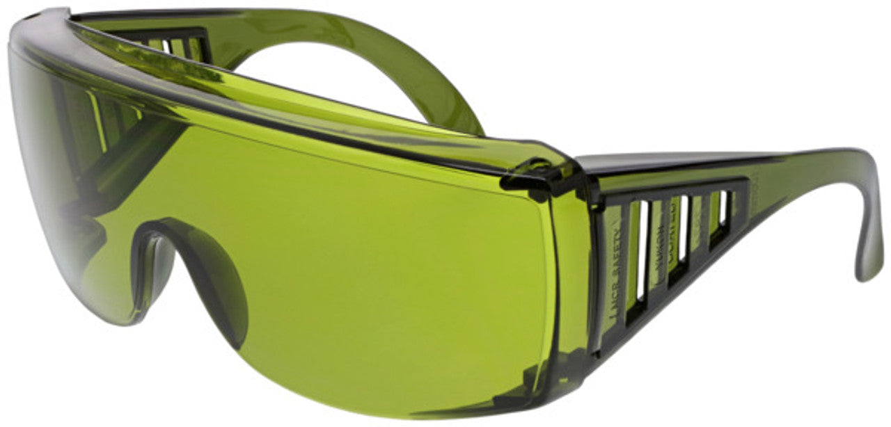 MCR 98 Series Safety Glasses - Single Lens Design - Spatula Temples - Integral Side Shields - XL - 2.0 Green Lens - Duramass Hard Coat - Box of 12 Part# 98120