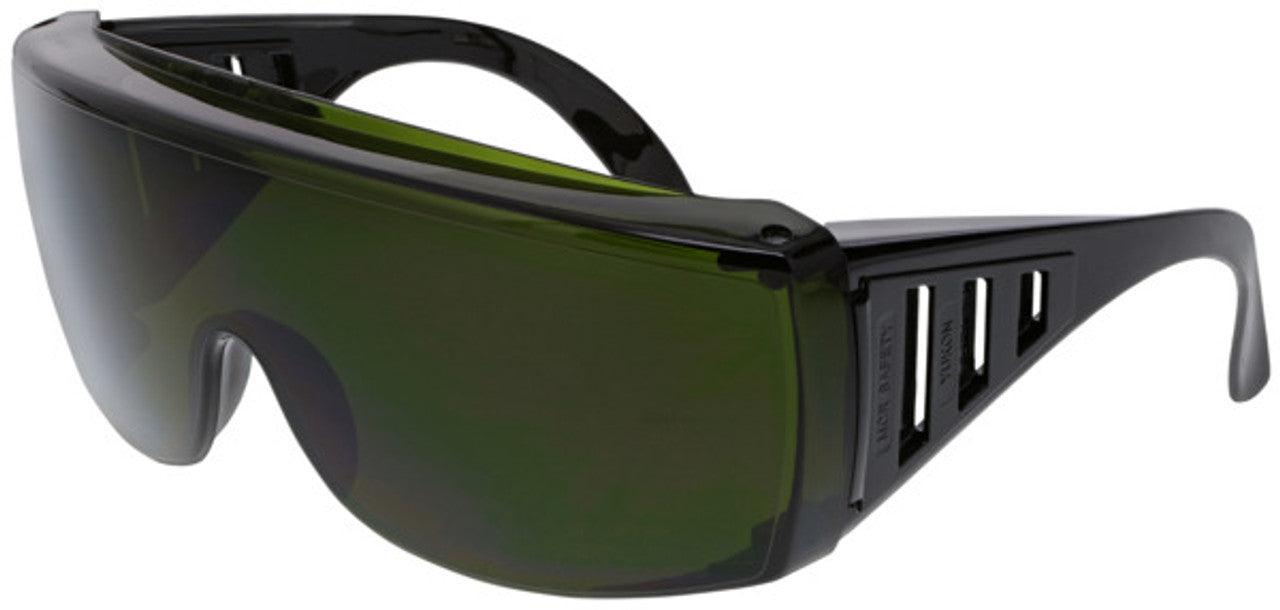 MCR 98 Series Safety Glasses - Single Lens Design - Spatula Temples - Integral Side Shields - XL - 5.0 Green Lens - Duramass Hard Coat - Box of 12 Part# 98150