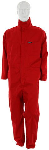 MCR Red Flame Resistant Contractor Coveralls - 100% Cotton Fabric - Triple Needle Stitched for Durability