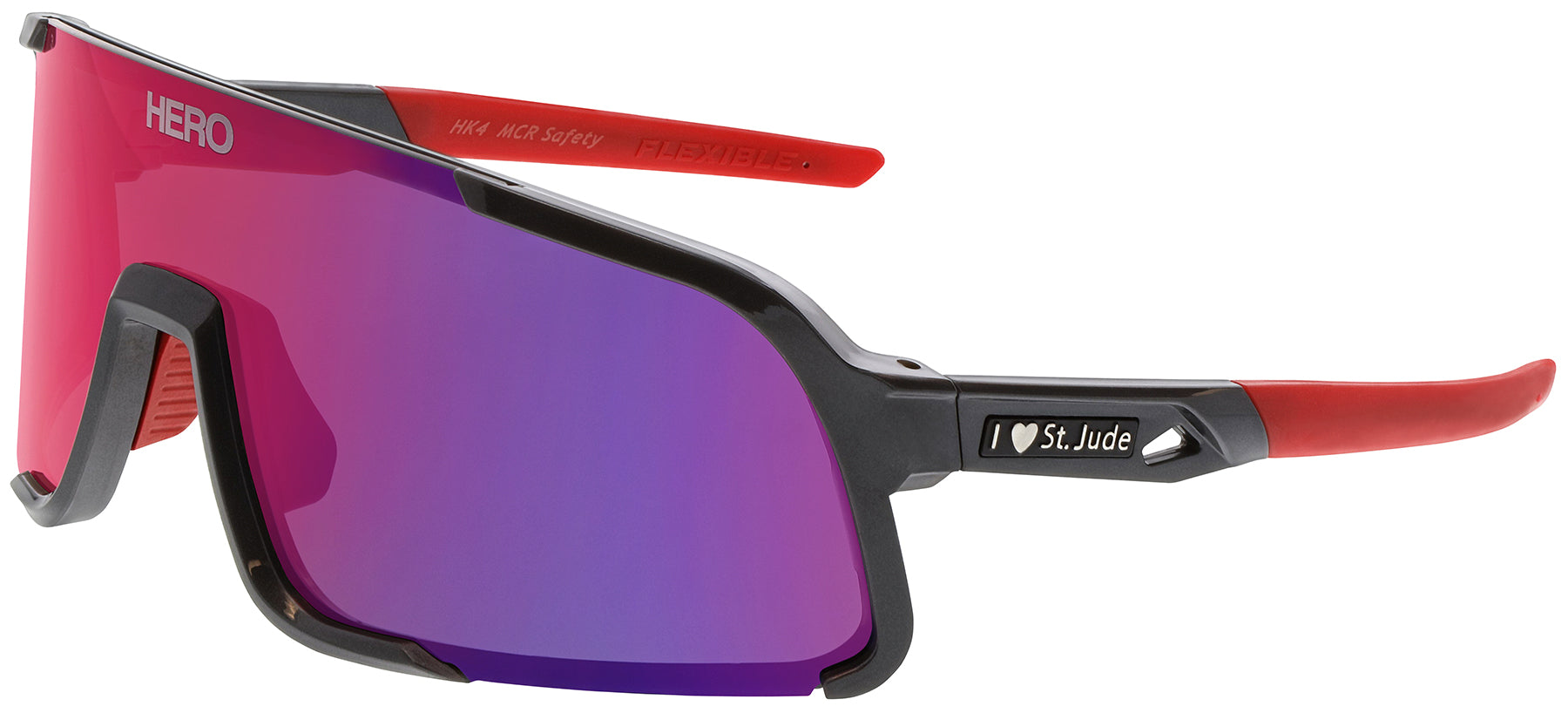 MCR Hulk® 4 Safety Glasses - Red Diamond Mirror Polarized Lens - Gun Metal Frame - MAX3 Hard Coating - Part# HK43RBZP