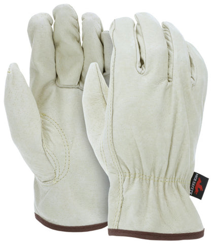 MCR Leather Drivers Work Gloves - Premium A Grade Unlined Grain Pigskin - Keystone Thumb - Box of 12