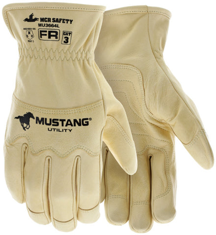 MCR Mustang® HiDex - Leather Drivers Utility Work Gloves - Unlined Premium A Grade Honey Gold Grain Goatskin