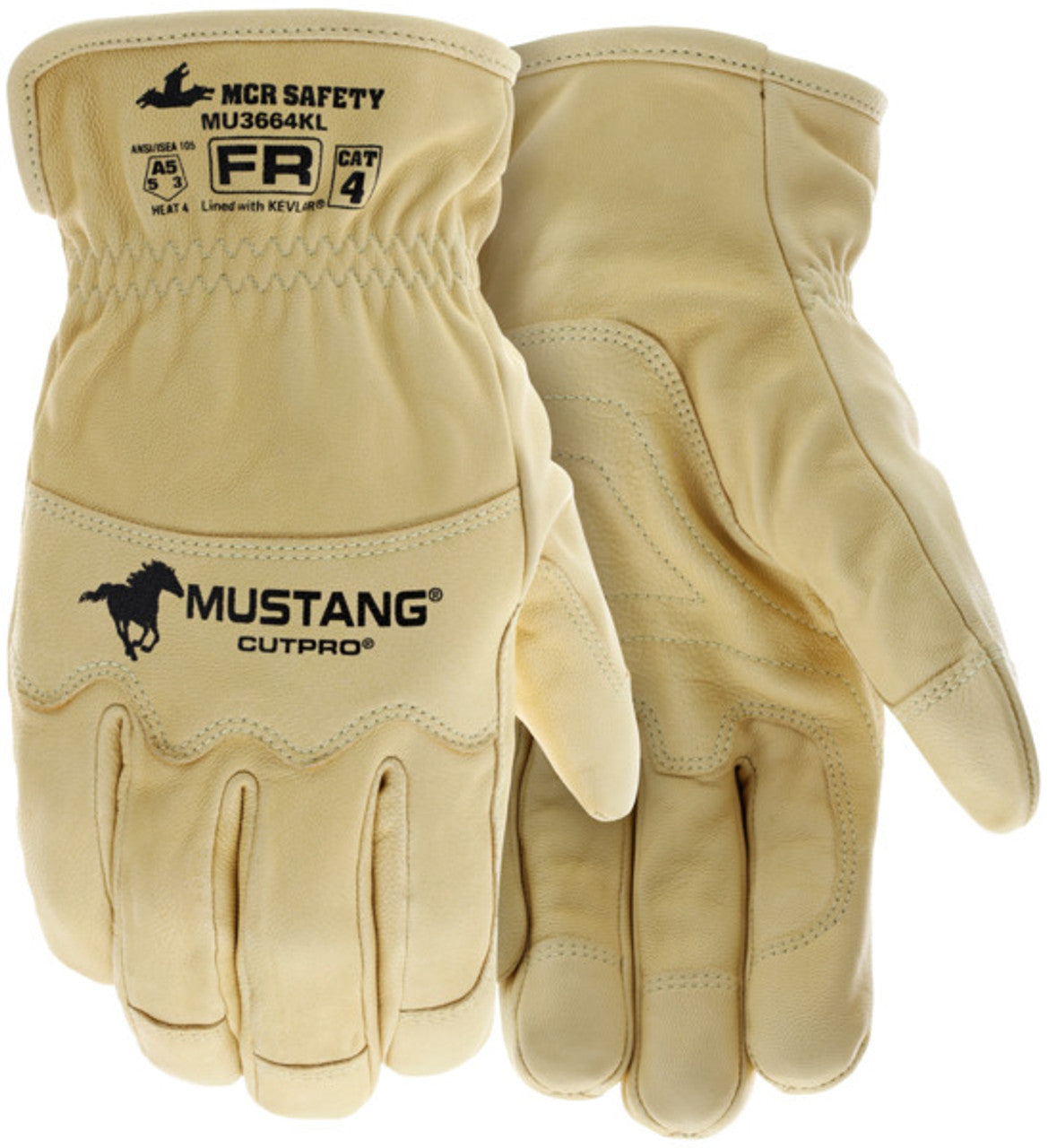 MCR Mustang® HiDex - Leather Drivers Utility Work Gloves - Kevlar® Aramid Lined and Sewn - Premium Honey Gold Grain Goatskin