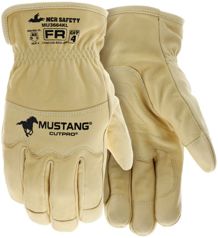 MCR Mustang® HiDex - Leather Drivers Utility Work Gloves - Kevlar® Aramid Lined and Sewn - Premium Honey Gold Grain Goatskin