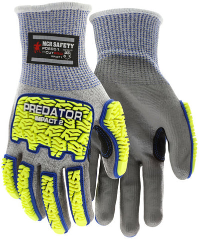 MCR Predator® Mechanics Work Glove - Impact Resistant Glove - Cut Resistant HyperMax® HPPE Shell - Tire Tread TPR Back, Fingers, Thumb - Box of 12