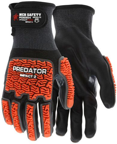 MCR Predator® Mechanics Work Gloves - Patented PD6 Tire Tread TPR Impact Protection - 360° Cut Protection - 18 Gauge HyperMax® HPPE Shell - Box of 12