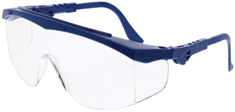 MCR TK1 Series Safety Glasses - Clear Lens - Blue Frame - Duramass Hard Coating - Box of 12 - Part# TK120