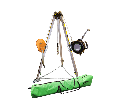 7' Adjustable Tripod Kit w/ 65' 3-Way SRL, 65' Material Winch and Storage Bag